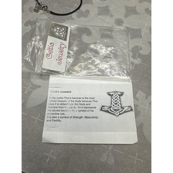 Thors Hammer Pendant Leather Cord Necklace Celtic Jewelry Strength Masculine - Picture 5 of 5
